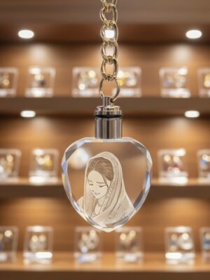 Crystal Heart Photo Keychain