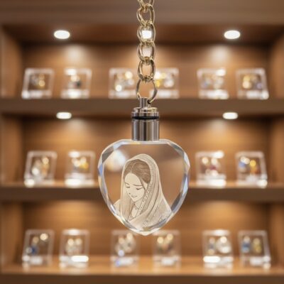 Crystal Heart Photo Keychain