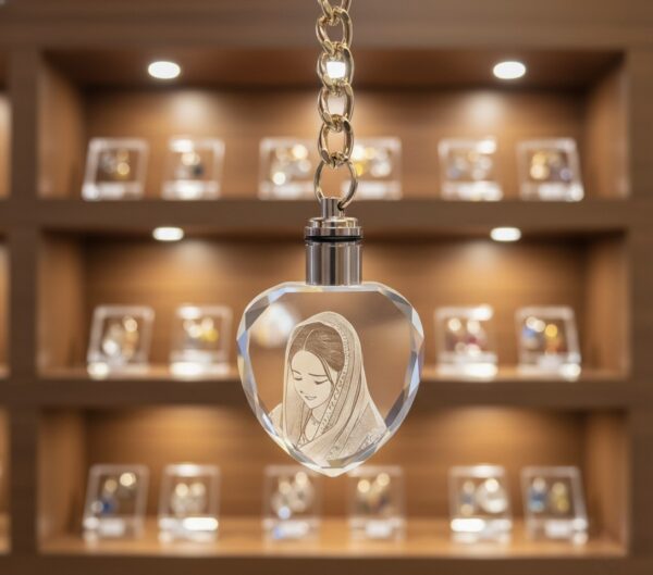 Crystal Heart Photo Keychain