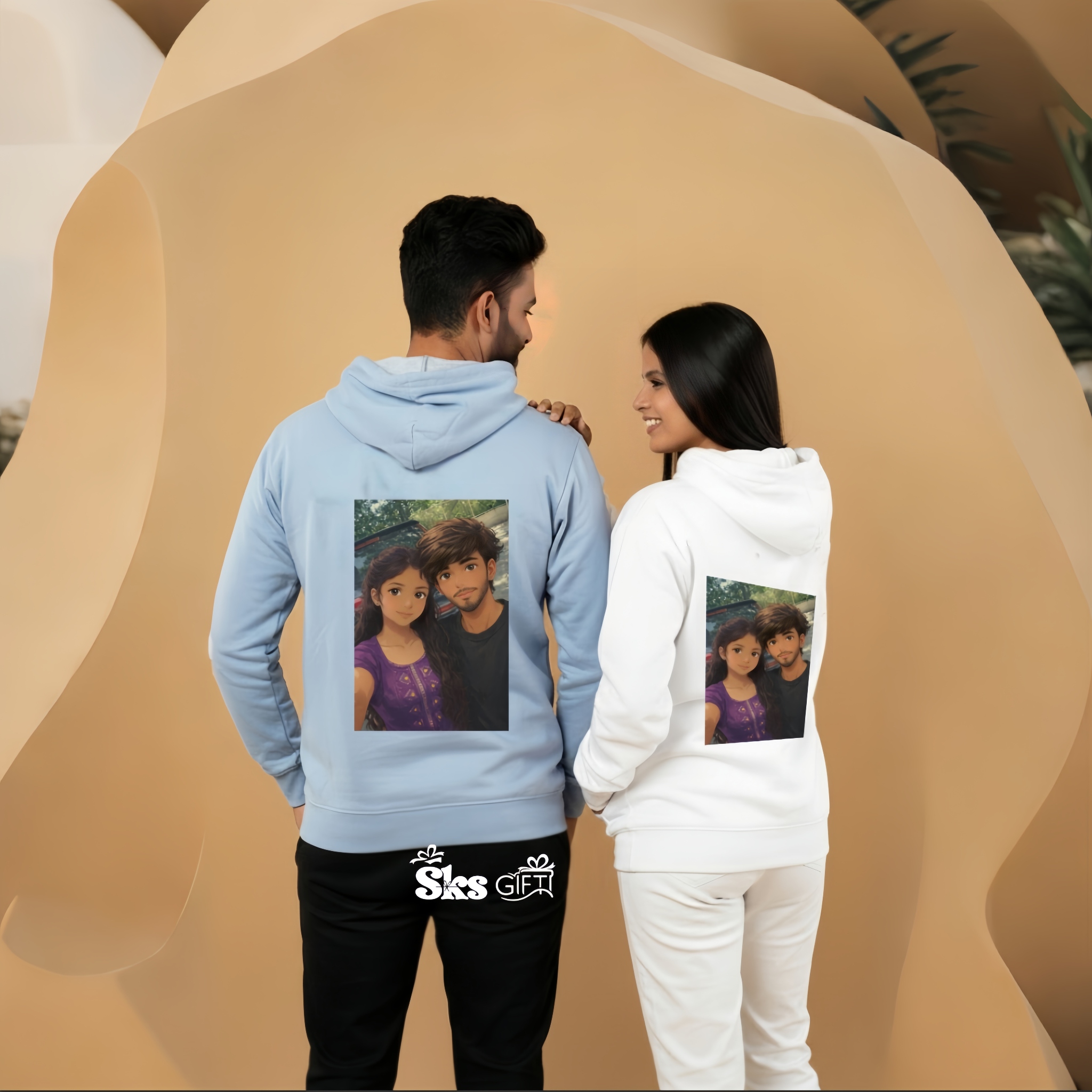Customised Couples Hoodie T Shirt - Image 2