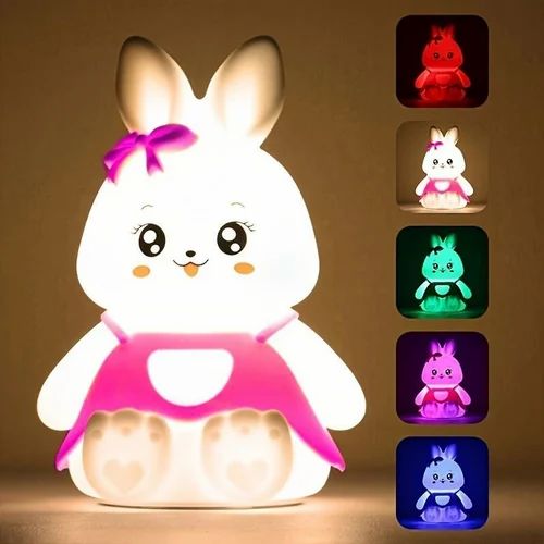 Silicon Rabbit Patting Lamp, Cute Night Light for Kids and Baby, Bedside Night Lamp