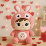 Stuffed doll with bunny cap