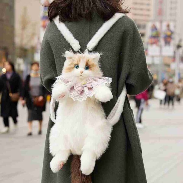Stuffed Cat Shape Plush Travel Backpack