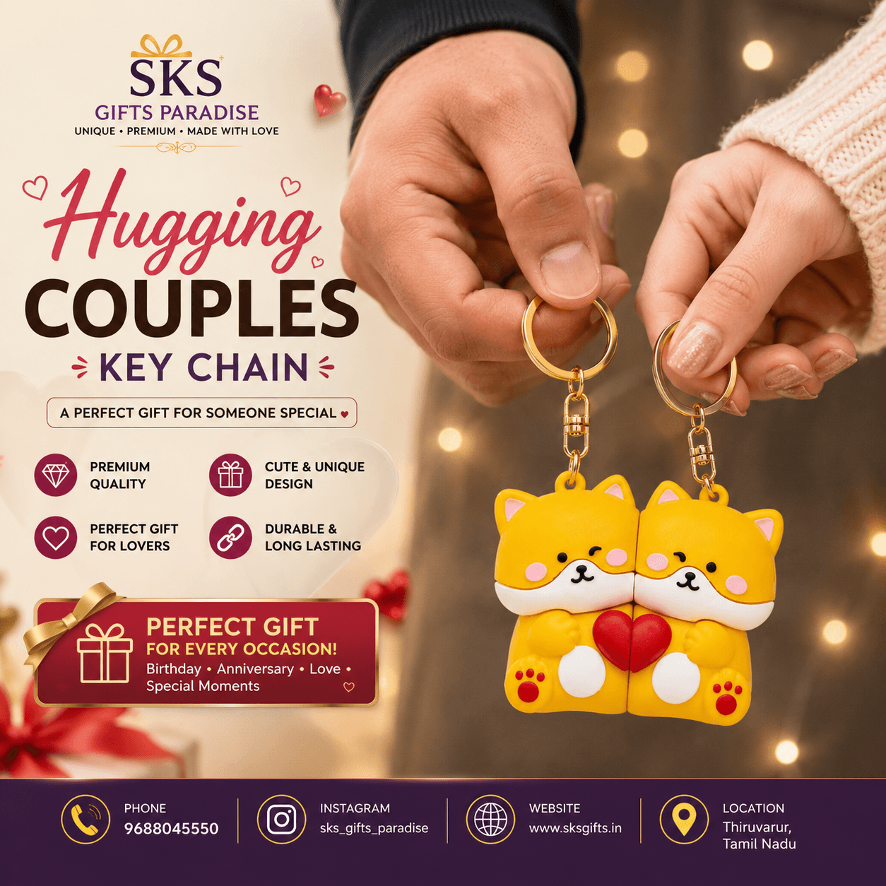 Hugging Couples Key Chain - Image 2